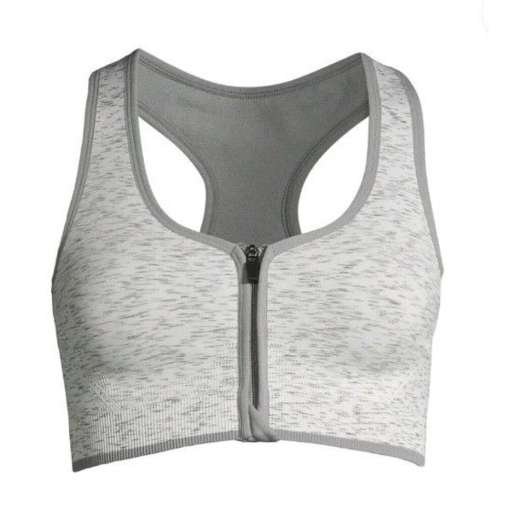 Avia Women's Seamless Zip Front Medium Support Sports Bra White Size Small NEW